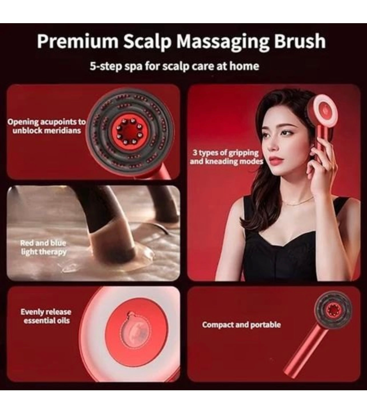 Premium Head Scalp Electric Massager Comb | Scalp Massaging Brush with 2 In 1 Hair Oil Applicator