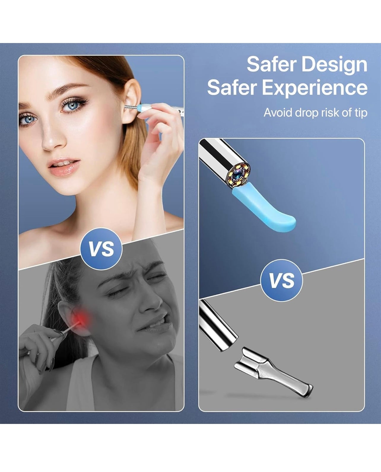 Earwax Removal Tool Kit with HD Camera Wifi Connection & 6 LED Lights Endoscope Tool Ear Cleaner for iOS & Android + 11 Silicone Tips Free (White)