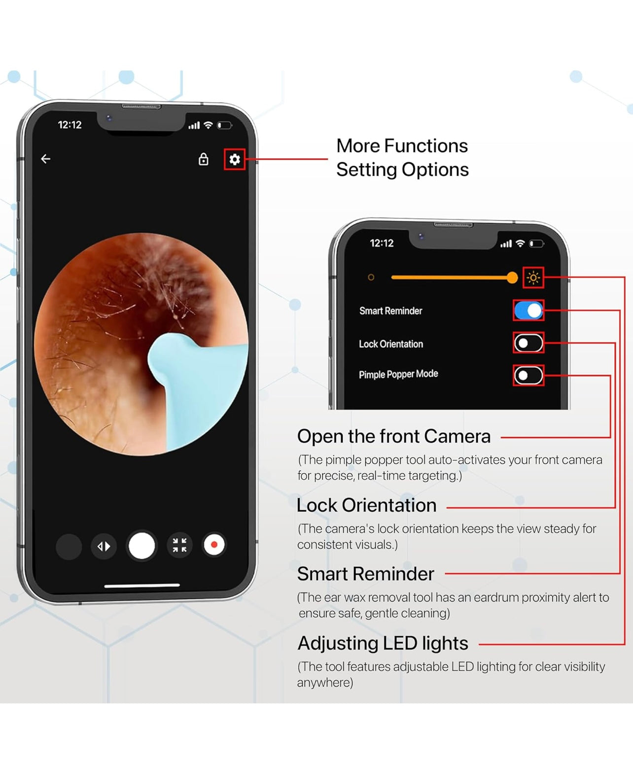 Earwax Removal Tool Kit with HD Camera Wifi Connection & 6 LED Lights Endoscope Tool Ear Cleaner for iOS & Android + 11 Silicone Tips Free (White)