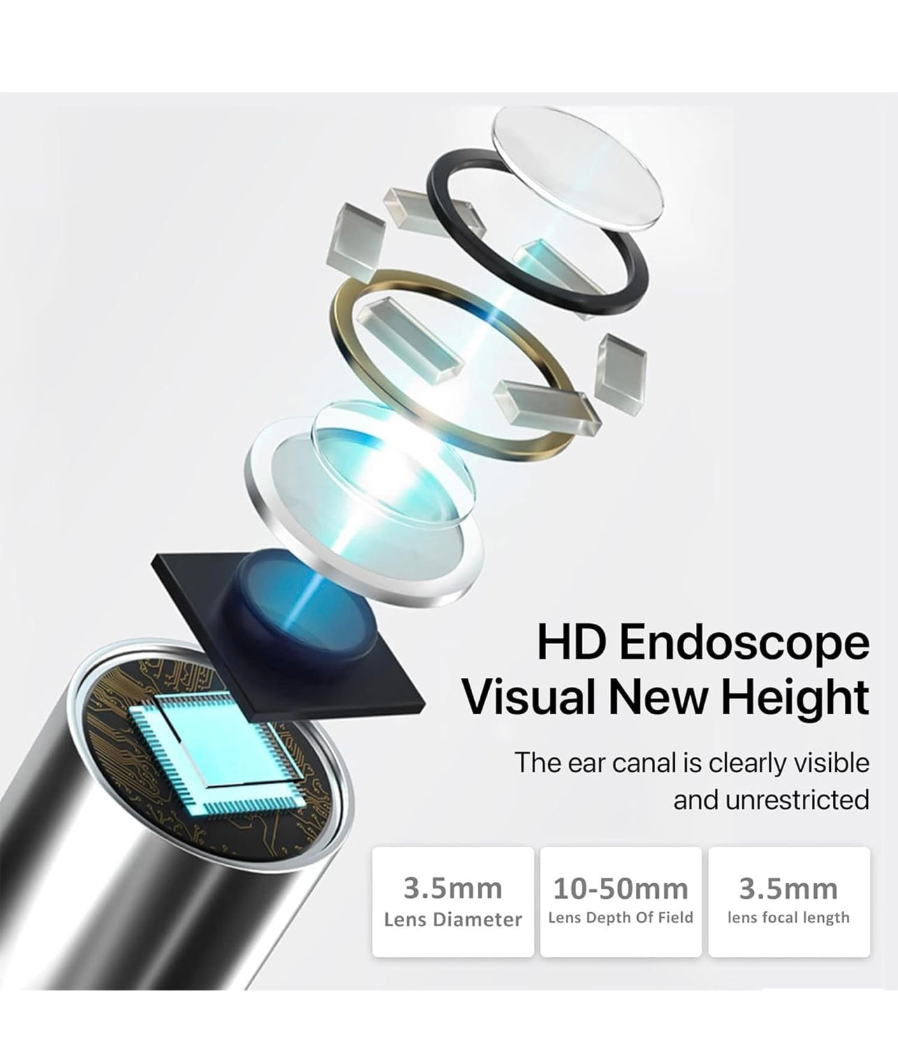 Earwax Removal Tool Kit with HD Camera Wifi Connection & 6 LED Lights Endoscope Tool Ear Cleaner for iOS & Android + 11 Silicone Tips Free (White)
