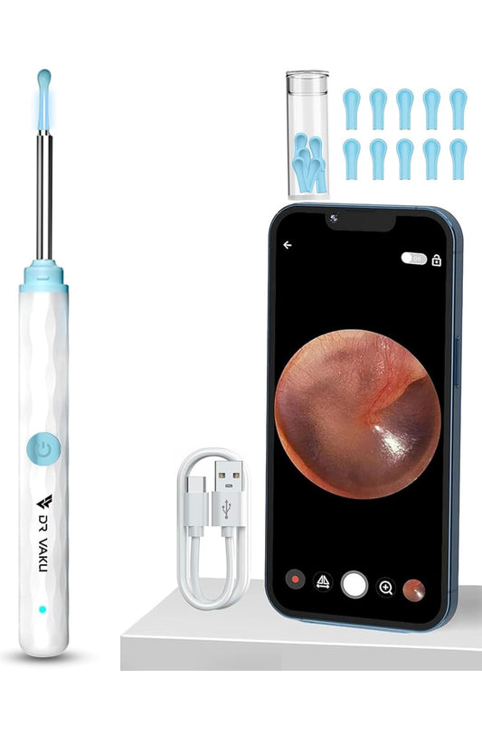 Earwax Removal Tool Kit with HD Camera Wifi Connection & 6 LED Lights Endoscope Tool Ear Cleaner for iOS & Android + 11 Silicone Tips Free (White)